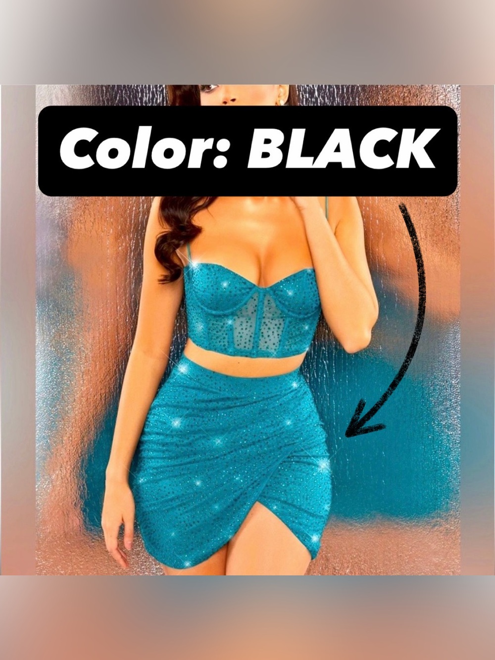 Oh Polly Black Own the Night Sheer Mesh Embellished Rhinestone Mini Skirt